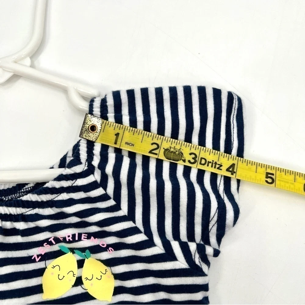 JUMPING BEANS Kid's Blue & White Stripe Lemon Print Casual Romper Size 4T